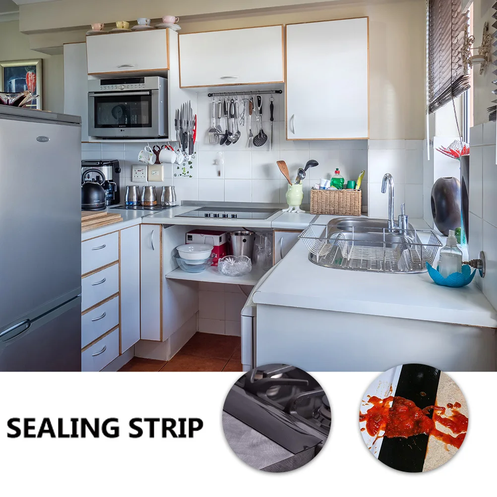 

4Pcs Silicone Stove Counter Gap Cover Fingerprint Resistant Heat Resistant Flexible T-Shape Sealing Strip Kitchen Gap Filler