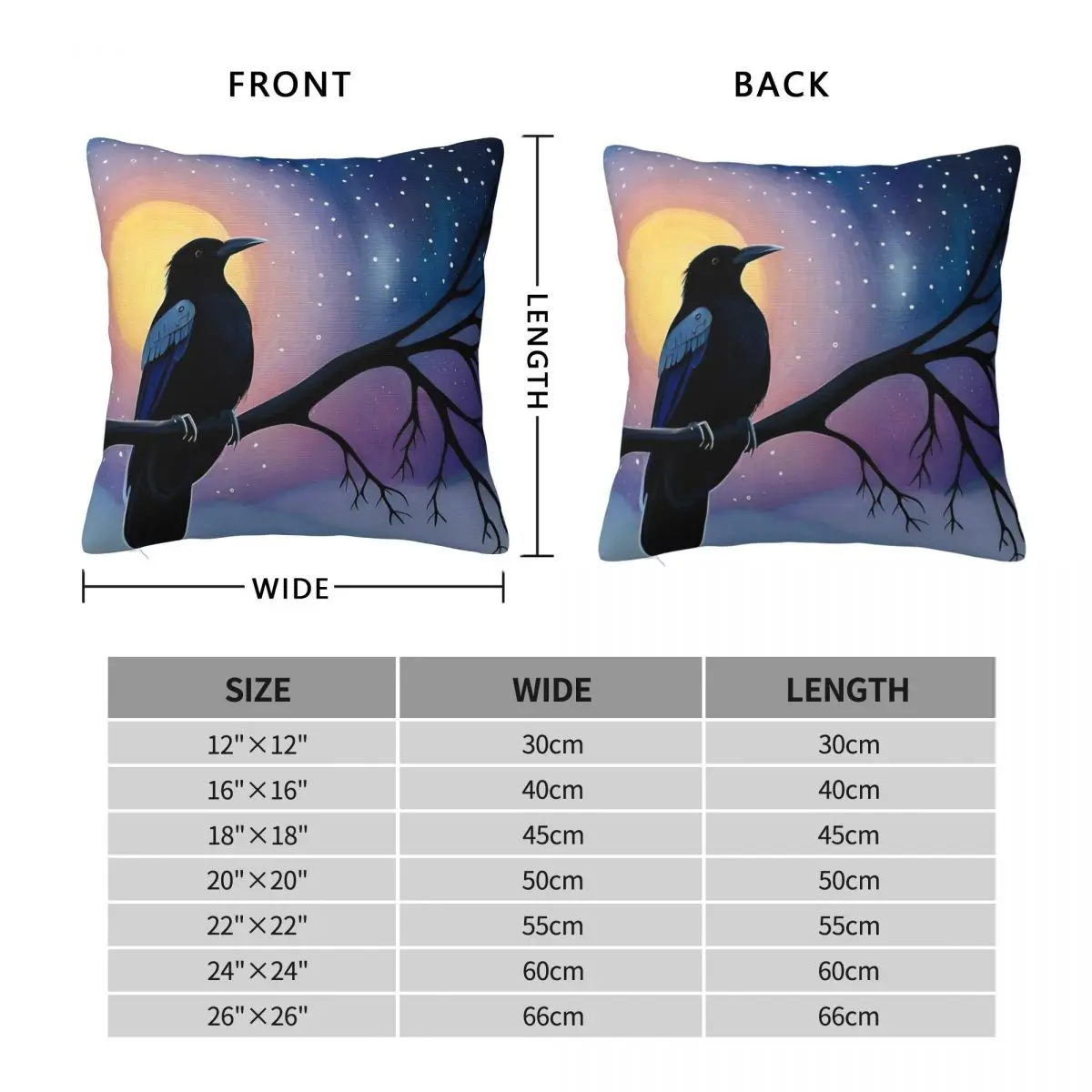 Black Crow Bird Nature Wildlife Square Pillowcase Polyester Linen Velvet Creative Throw Pillow Case Sofa Seater Cushion Cover