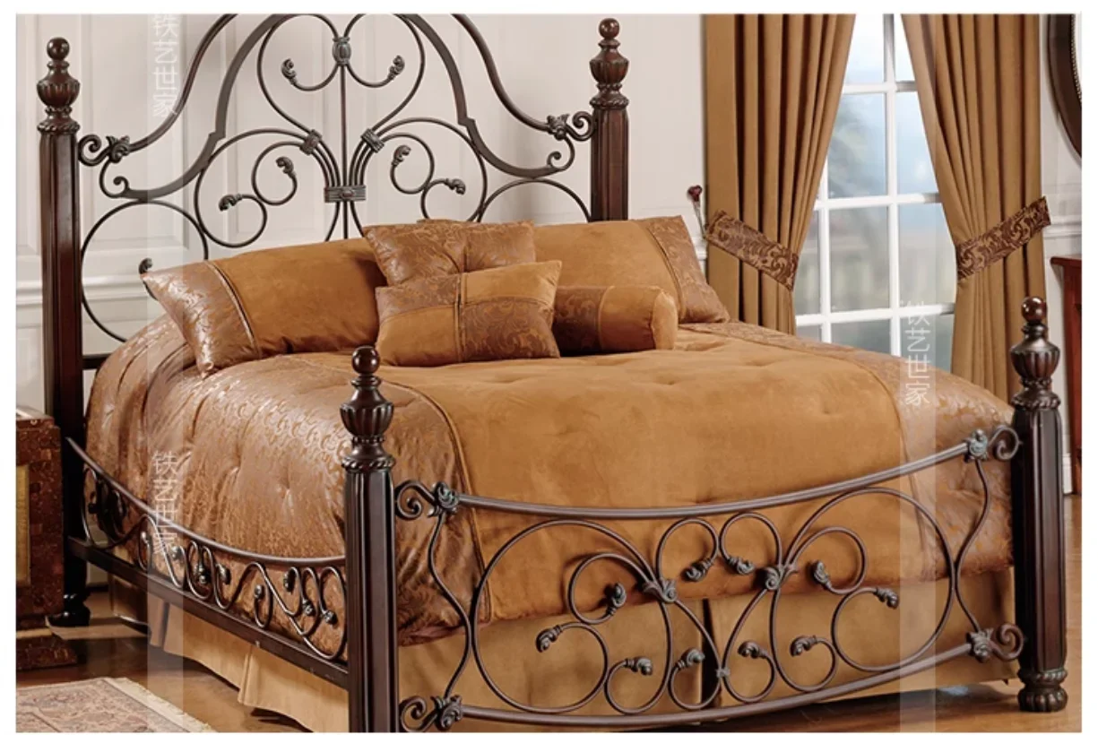 Wrought iron bed European vintage wrought Iron Bed 1.5m 1.8m Villa  Single bed Double