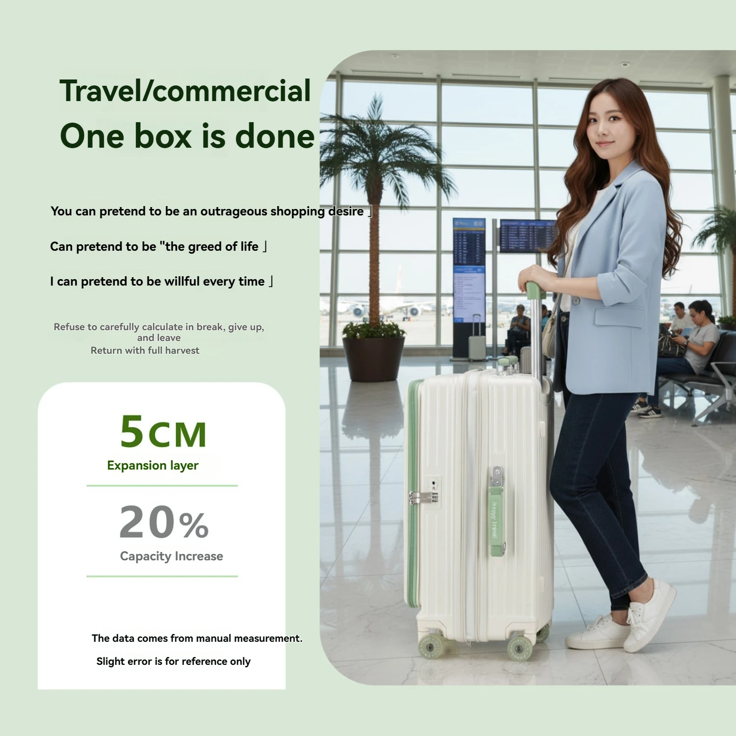 مجموعة مكونة من قطعة واحدة من حقيبة الفتح الأمامية بعجلات جيلي، وحقيبة تروللي بعجلات مع طبقة توسيع 5 سم، ومقبض جلدي، وحامل أمتعة مع حامل هاتف، ووظيفة خطاف جانبي، وقفل مخصص لقضاء عطلة الشاطئ في الهواء الطلق والسفر لمسافات طويلة