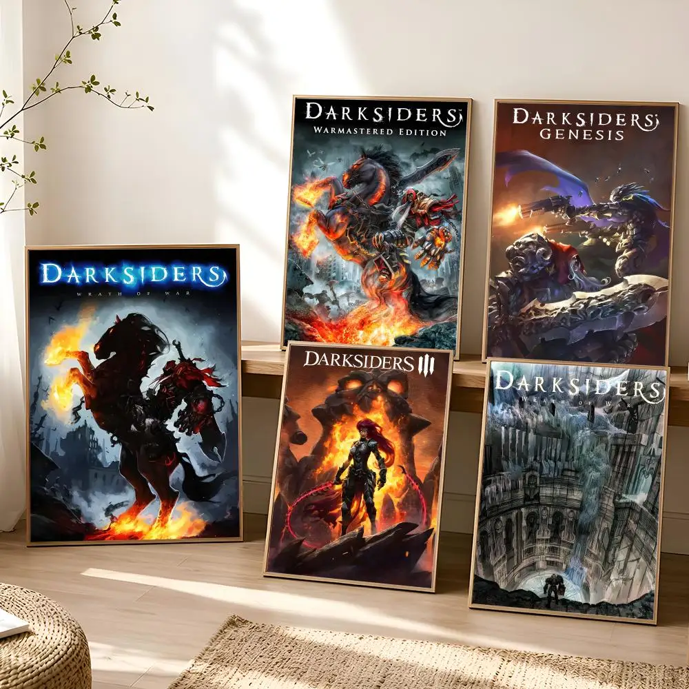 D-Darksiders Game Poster Stickers Painting Self-Adhesive Mural HD Wall Decals for Bedroom Living Room Home Decor Gift