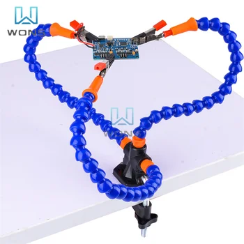Station de soudage à pince de table, lunettes LED, lampe loupe, bricolage, bras flexibles de troisième main, support de soudage, outil de support de réparation