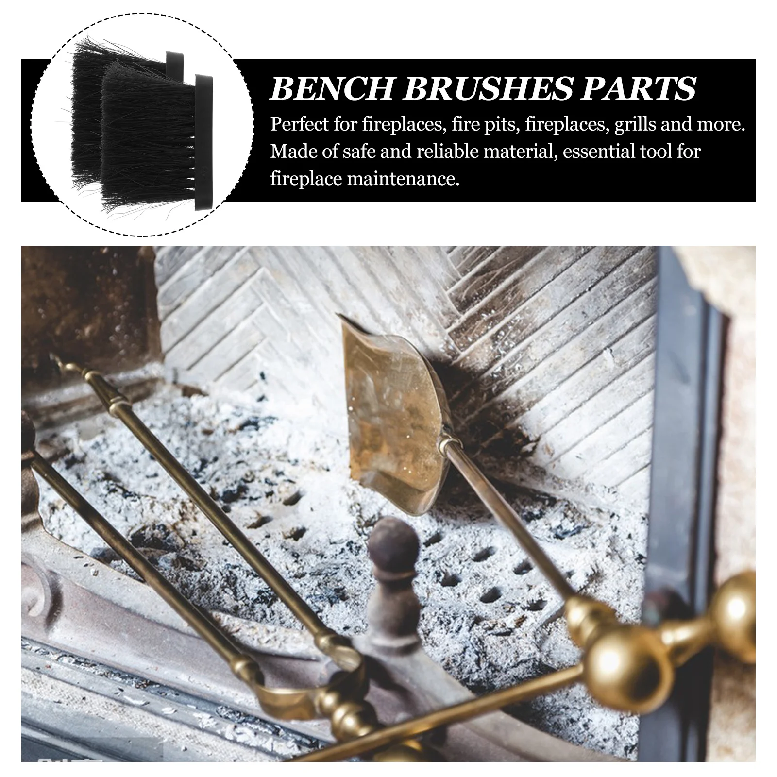 

2Pcs Fireplace Cleaning Brush Replacement Head Dense Bristles Fireplace Dusting Tool Fire Pit Grill Accessories