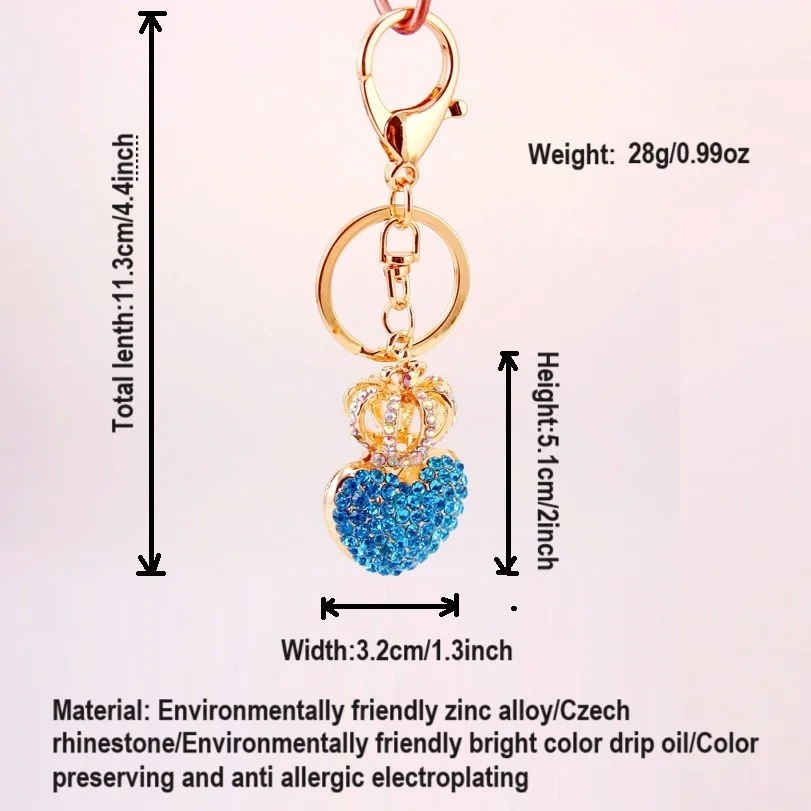 Sparkling crown-shaped rhinestone pendant keychain decoration