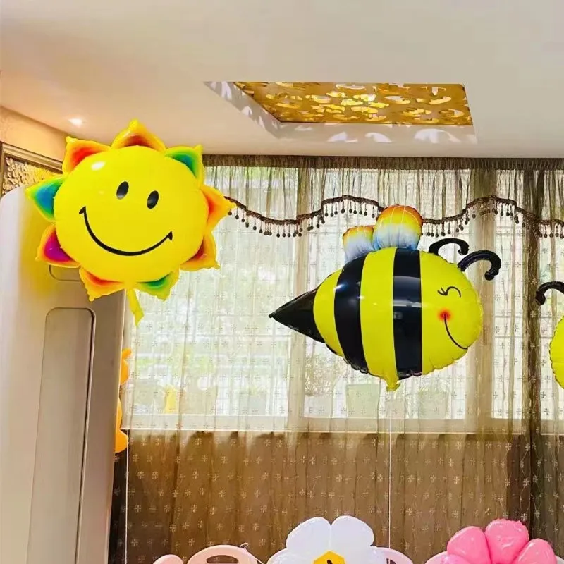 Globos de aluminio de abeja para niños, lindos globos de animales de dibujos animados, suministros temáticos de Safari en la jungla, decoraciones para fiesta de cumpleaños, 4 piezas