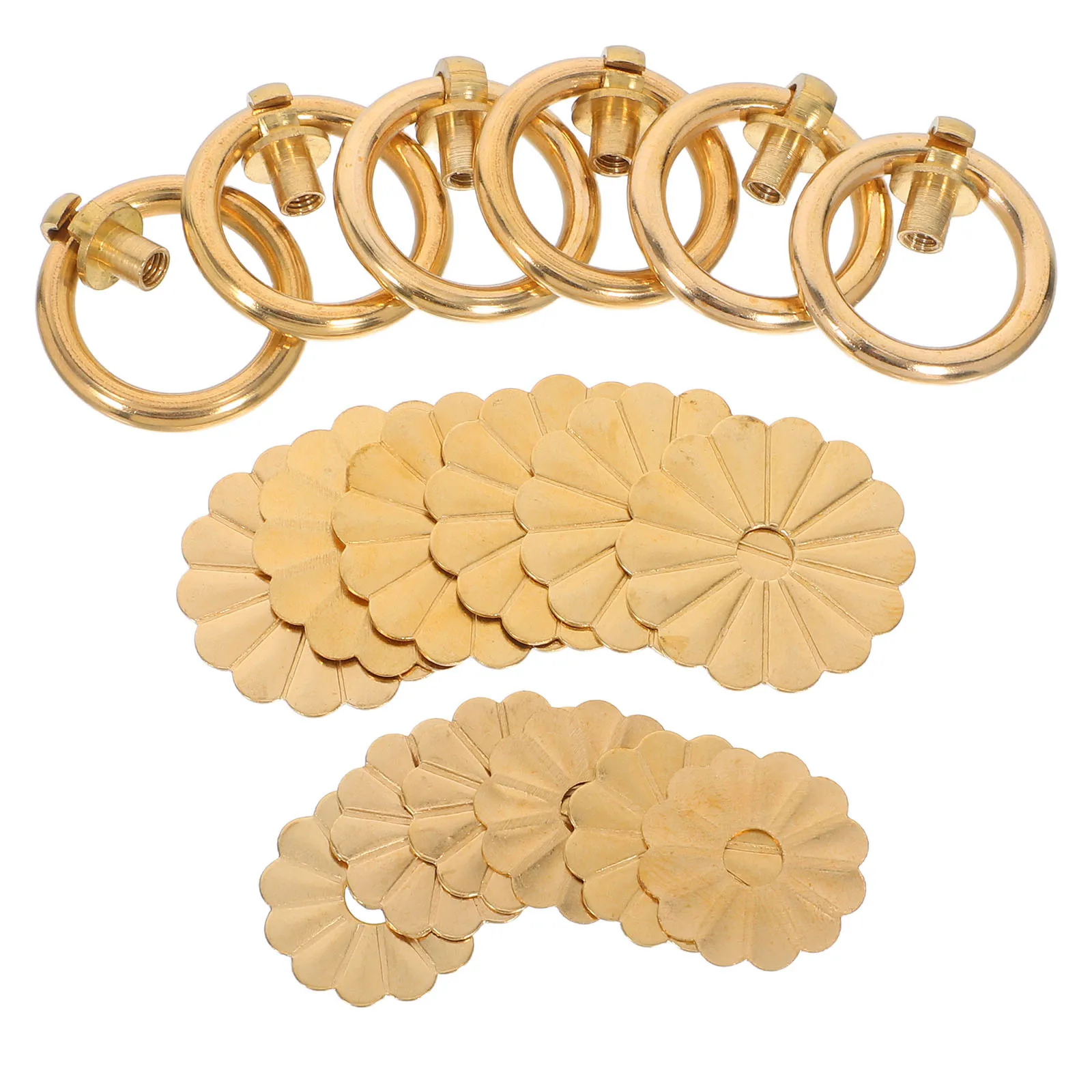 

6Pcs Solid Brass Vintage Round Drawer Pulls Retro Cabinet Handles for Kitchen Wardrobe Dresser Decorative Handles