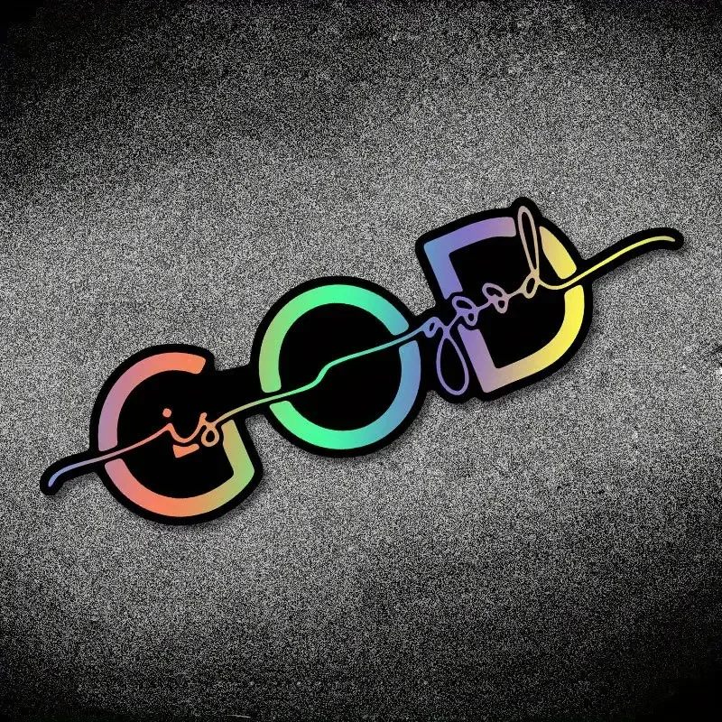 1Pc 2D Flat God Is Good Religious Sticker Waterproof Vinyl Decal for Motorcycle Car Body Window Fuel Tank Helmet Laptop