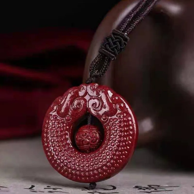 

Vermilion Sand Double Pixiu Safety Buckle Pendant Bead Pendant for Men and Women's Necklace Pendant