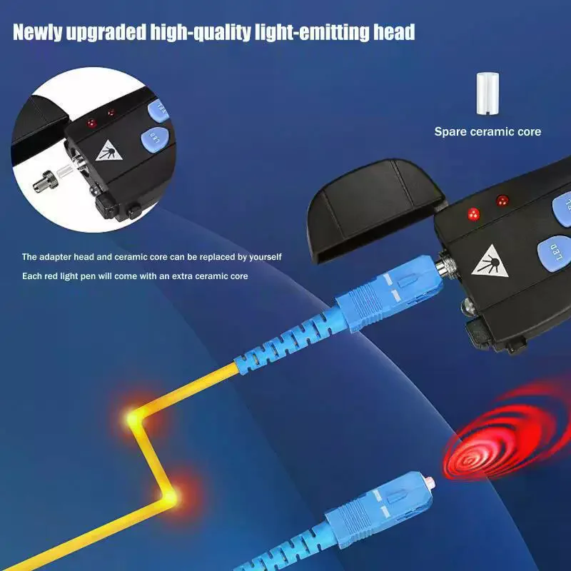 Mini lokalizator uszkodzeń światłowodowych 1/10/20/30/50mW, akumulatorowy tester kabli światłowodowych VFL, interfejs SC/FC/ST 2.5mm