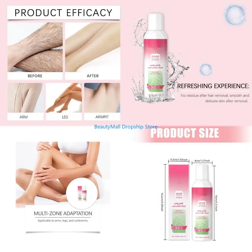 40JD Fast Acting Depilatory Sprays Gentle On Skin Plant Baseds Formula