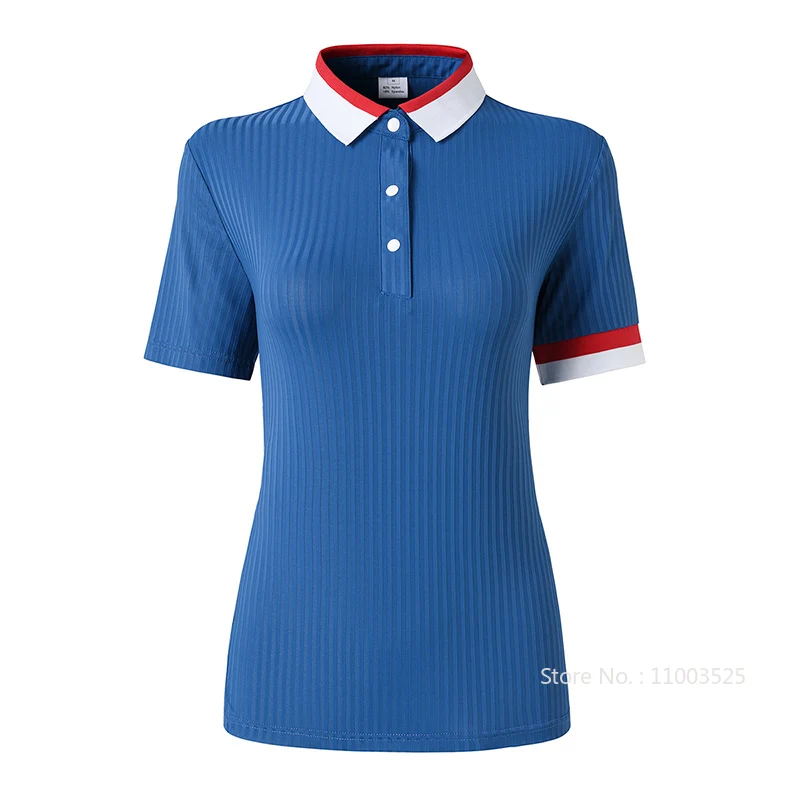 2024 Golf Shirt Women Short-sleeved Lapel Polo Shirt Elastic Breathable Tennis Clothing Ladies Stretch Cooling T-Shirt Golf Wear