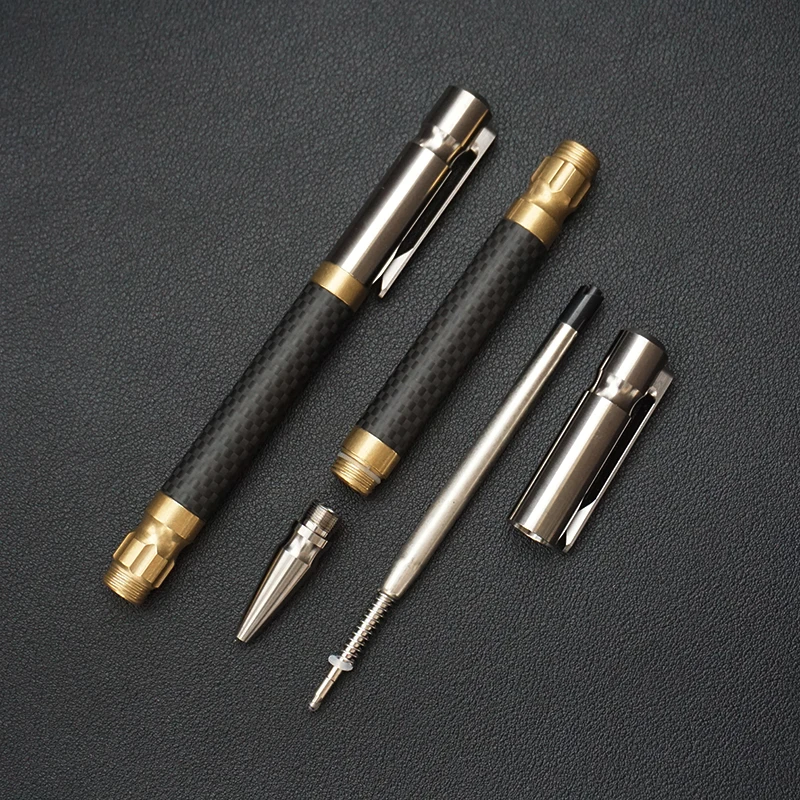 Titanium Alloy Brass Carbon Fiber Pen  Multi-Function EDC Tool, Business Signature Pen & Outdoor Portable Tactical Pen for Men