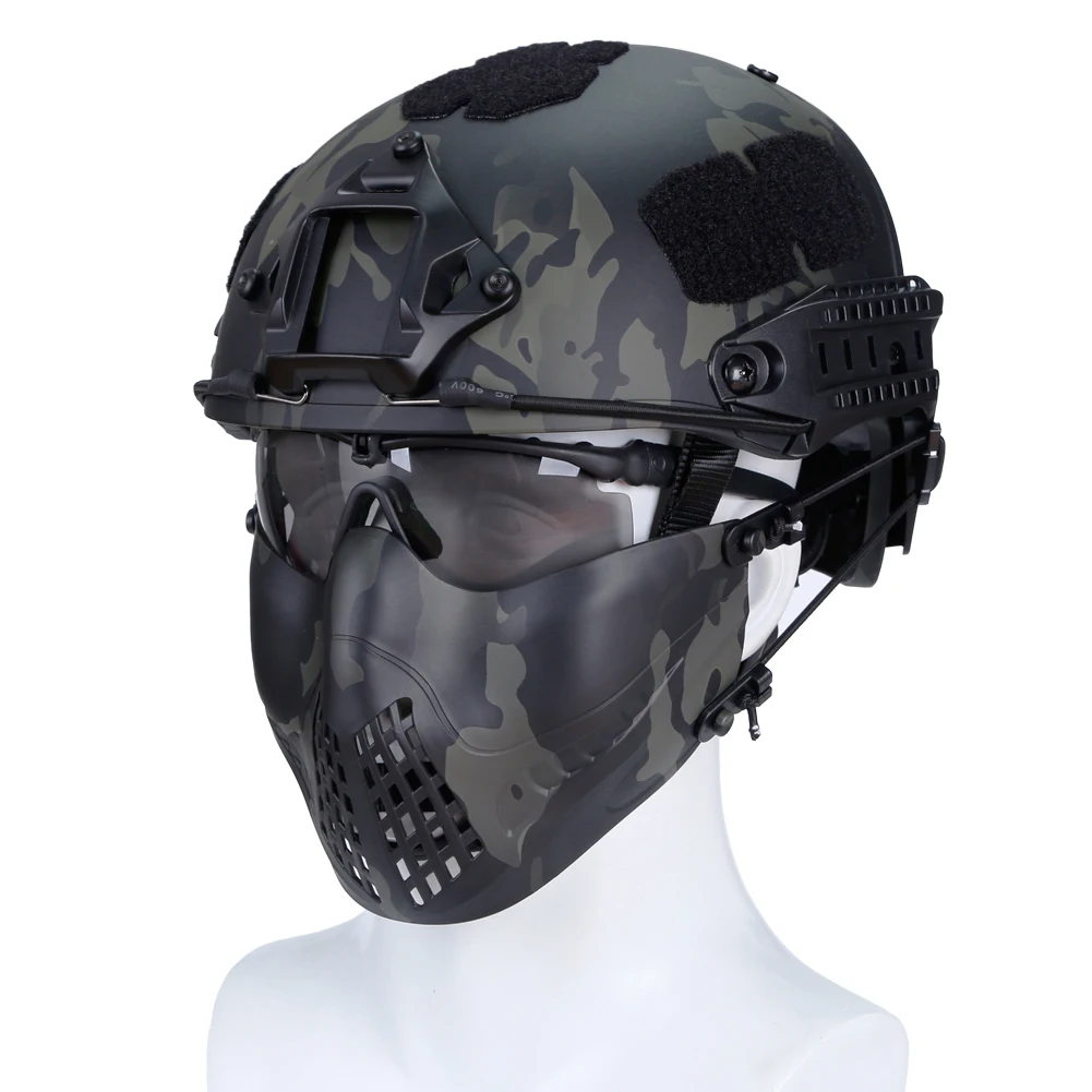 Taktische Schutz Mesh Masken Für Airsoft Jagd Schießen Halbe Gesicht Militär Maske Kostüm Party Prop CS Helm Zubehör