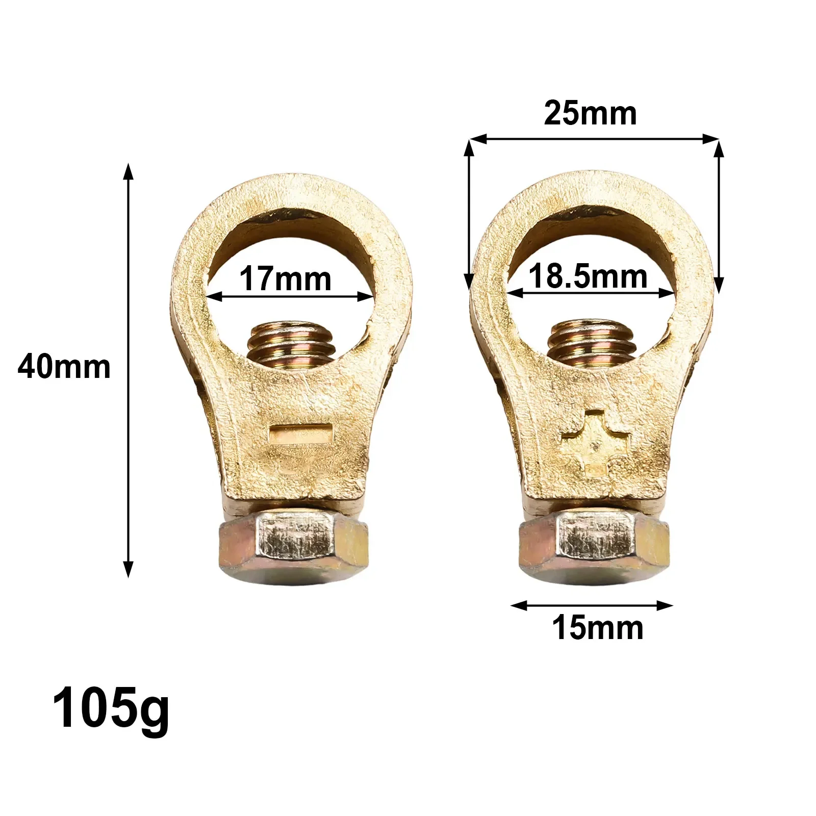 Premium Pure Copper Car Battery Terminal Clamp, Optimal Conductivity, Easy and Secure Installation 2 Bolts, 2 Shims Provided