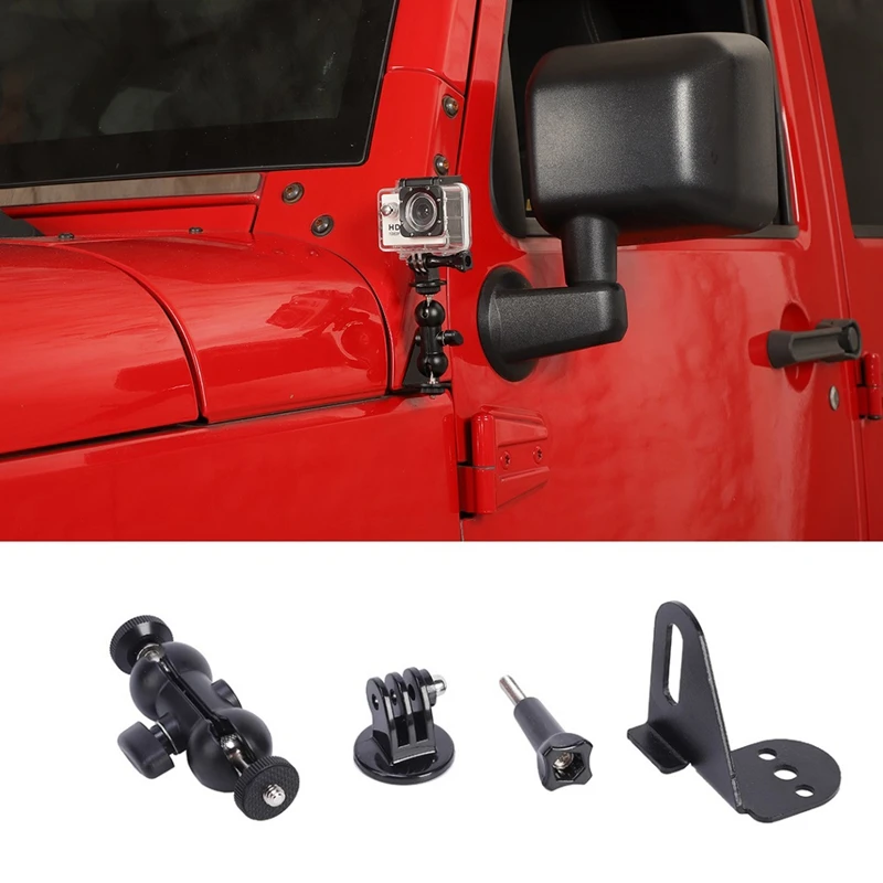 Engine Hood Corner Action Camera Bracket Stand For Jeep Wrangler JK JL JT 2007-2022 Accessories, Black