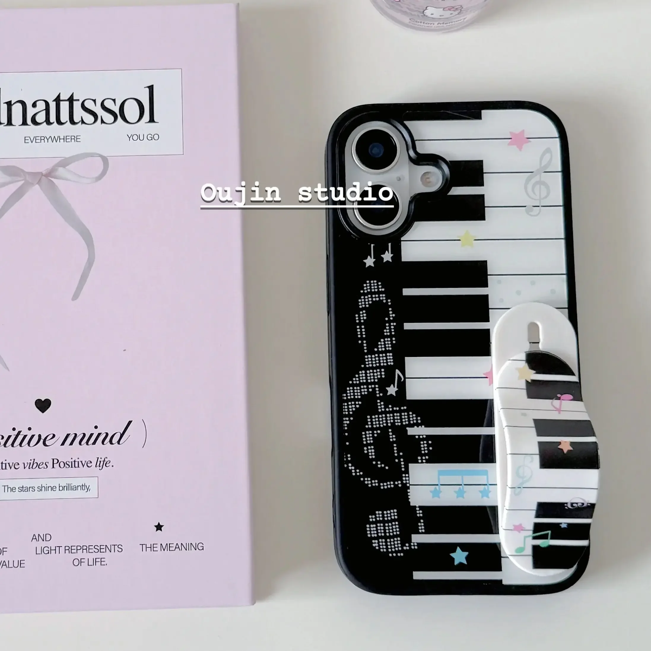 Funda rígida Y2K coreana con diseño de teclado de piano, símbolos musicales y estrellas para iPhone 17 16 15 14 13 12 11 Pro Max Plus