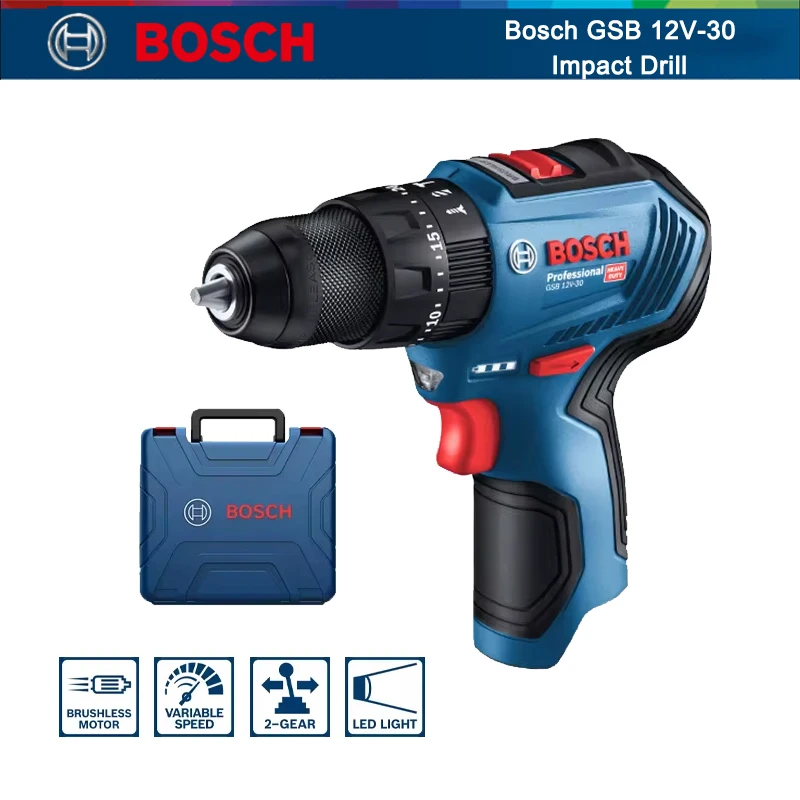 

Ударная дрель Bosch GSB 12V-30, Профессиональная Беспроводная электрическая дрель, многофункциональная электрическая отвертка, электроинструмент, только машина