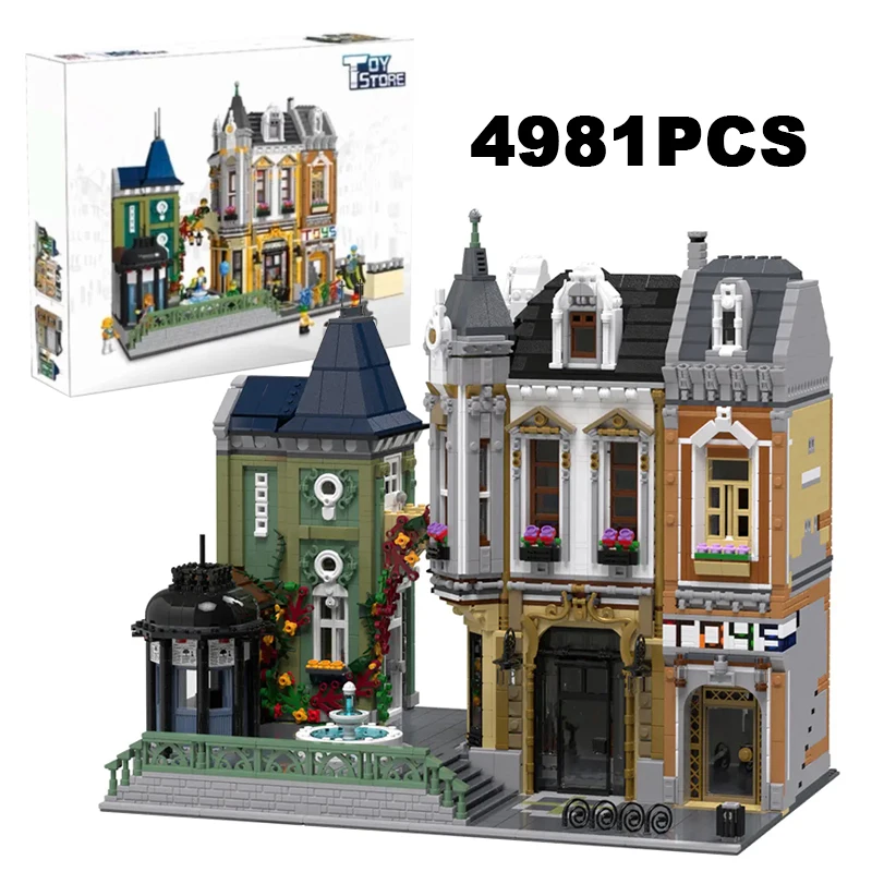 4981 Uds. Tienda de juguetes con vista a la calle, bloques de construcción cuadrados, modelo de arquitectura Moc, montar ladrillos, juguete para regalo para niños, niños, niñas y adultos