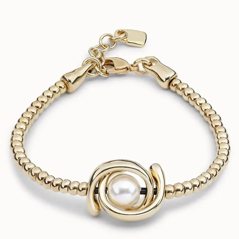 

Top New Fit UNO DE 50 Fashion Electroplated 925 Silver 14K Charming Pearl Bracelet Small Popular Jewelry Gift