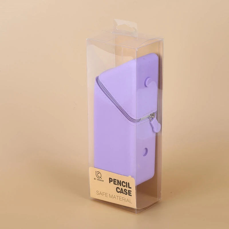 1pcs Silicone Pencil Case Large Capacity Student Pencil Case Gradient Rectangular Stationery Organizer Pencil Case