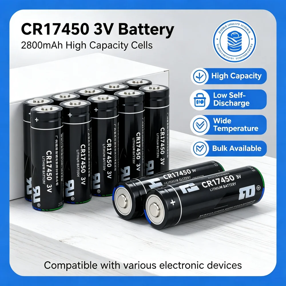 CR17450 2500mAh  Li-MnO2 Non-Rechargeable Lithium Battery Primary Cylindrical Battery for Water Meter Smoke Detector IoT Indus