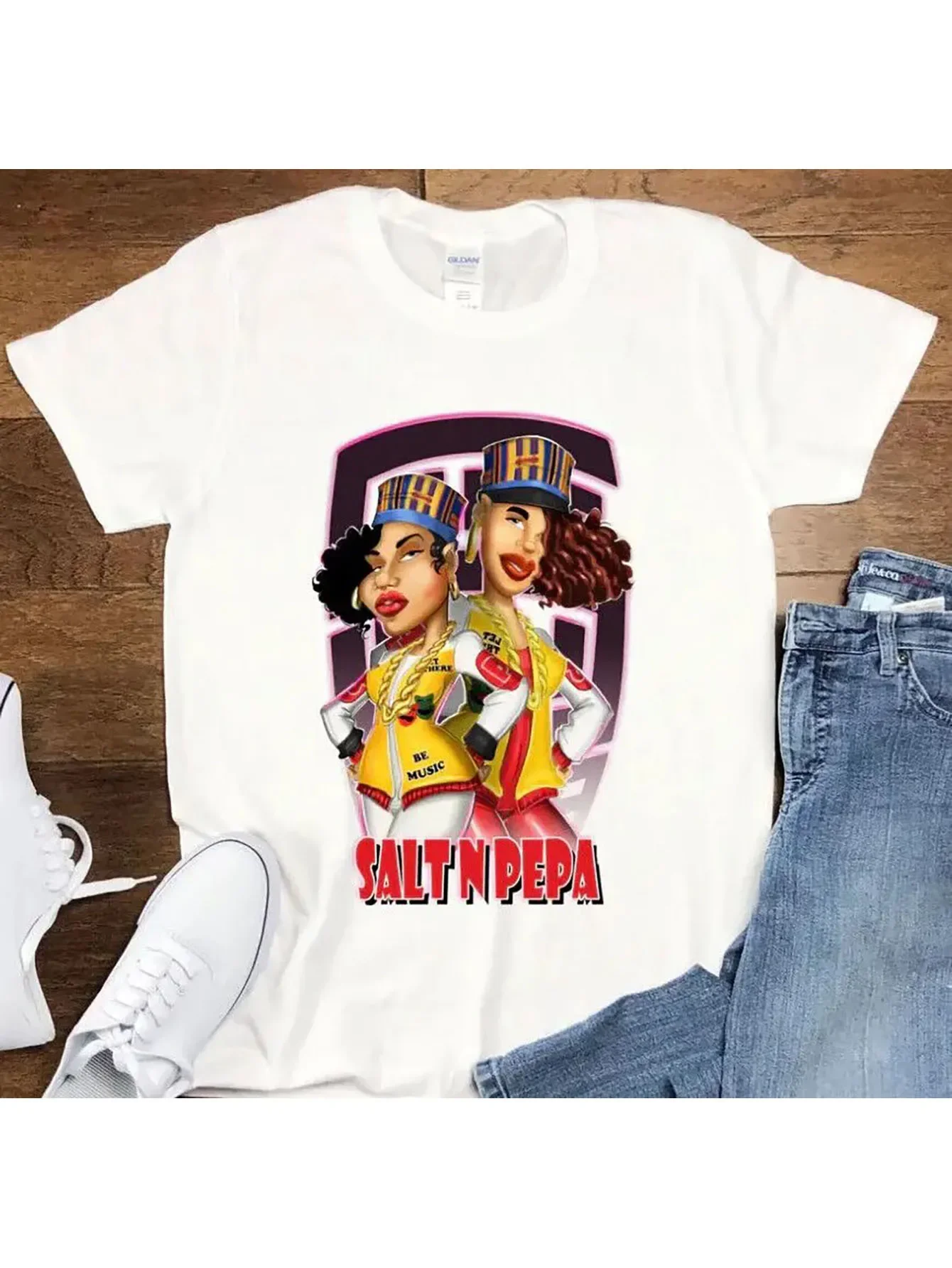 

Первые дамы рэпа и хип-хопа Salt-N-Pepa Push It Shake Your Thang Футболка Футболки Мужская одежда Мужские топы Футболка для пар