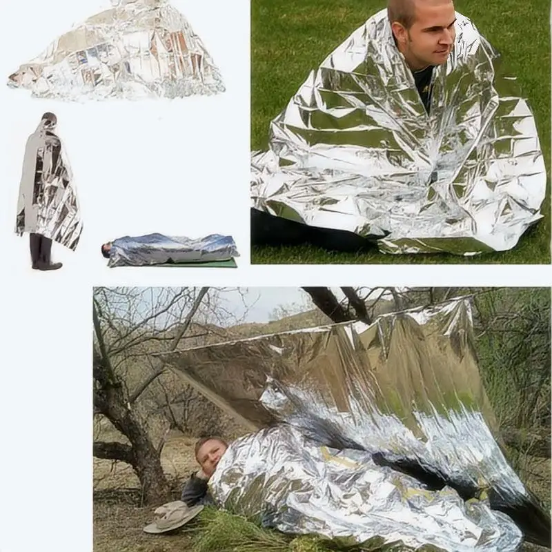 4 pcs Emergency Blanket Outdoor Survive First Aid Military Rescue Kit Windproof Waterproof Foil Thermal Blanket for Camping