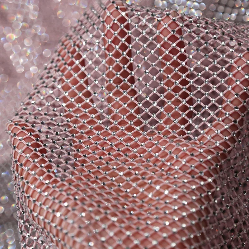 Imagem -06 - Elastic Bronzing Diamond Net Fabric Vestuário Decorativo Vestuário Pano Material de Poliéster Puro Faça Você Mesmo by The Meter