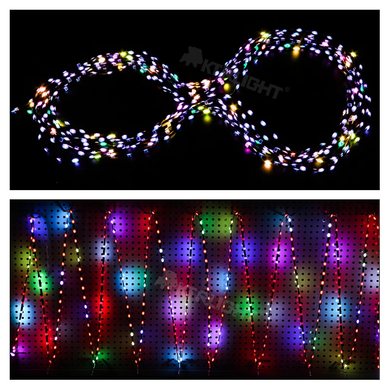 DC5V/12V 1000ct Pixels 1.5cm-10cm Pitch WS2811 LED Seed Pixel String Light RGB IC Addressable Full Color IP68 3Pin Black Wire