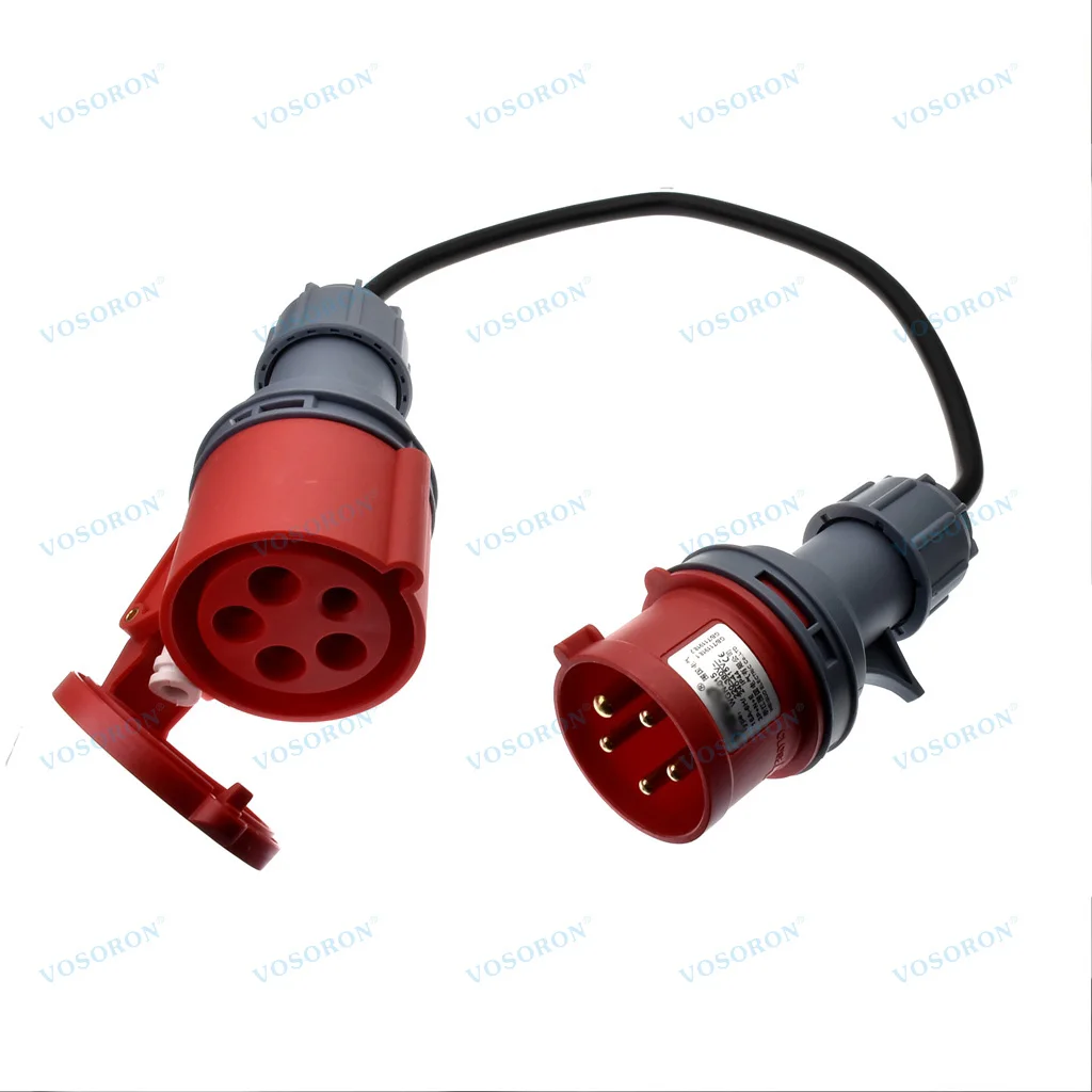 

5 Pin Red 16A Male to 32A Female -Adapter Gen Ev Charger Extension Cord Connector 380V-415V Outlet