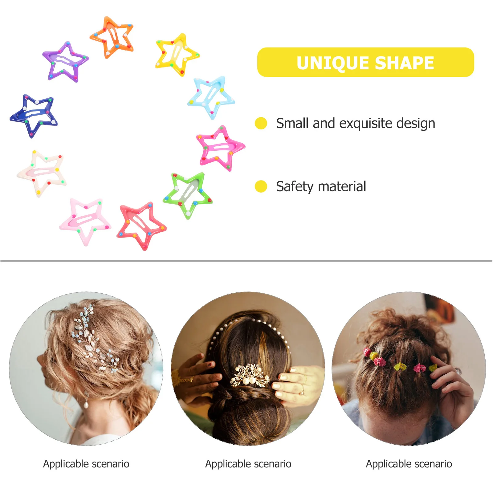 

10Pcs Star Hair Clips for Kawaii Snap Barrettes Decorative Hair Accessories for Birthday Photo Props and Everyday