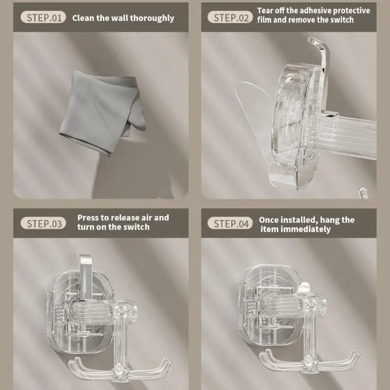 H8WB 2pcs Innovative Suction Hook 360 Degree Swivels Hooks Strong Adhesive Hanger