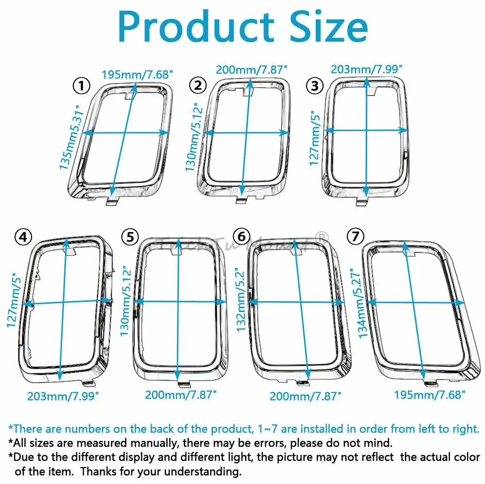 7Pcs Suv Front Grille Insert Ring Trim Front Grille Ring Trim Compatible With Jeep Grand Cherokee 2017-2021 Abs Plastic Chrome