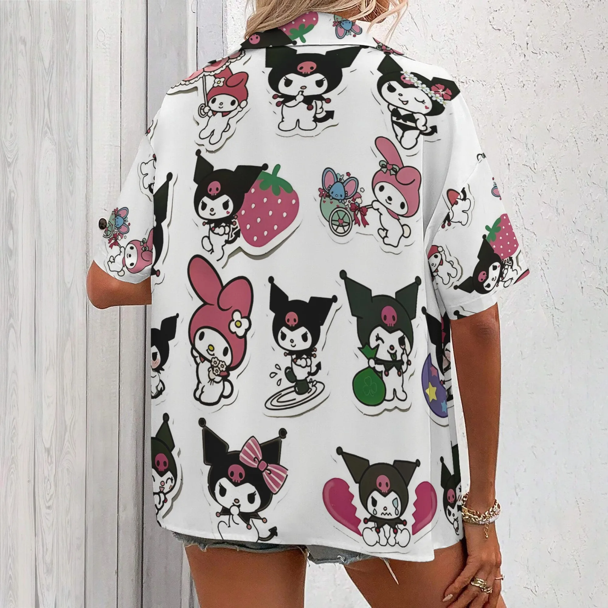 Kemeja Kuromi Kaos Lengan Panjang Wanita untuk Wanita Kaos Wanita Kemeja Kuromi untuk Anak Perempuan 11 Hingga 12 Tahun Pakaian Wanita Anak