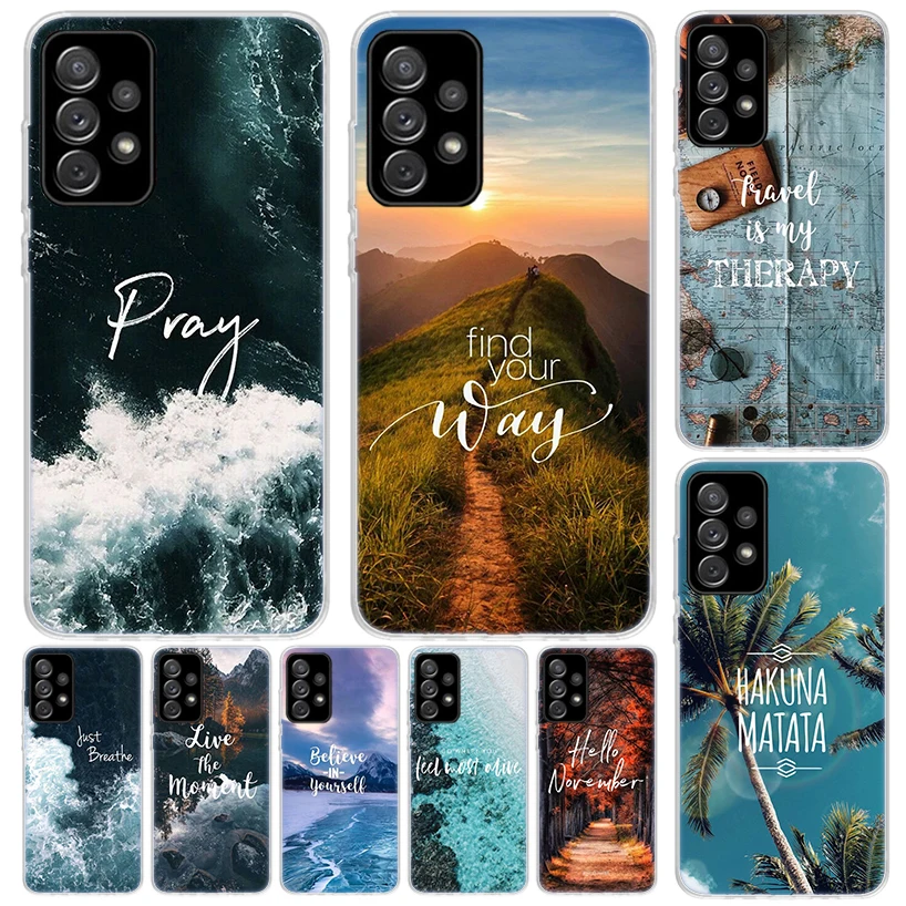 Travel Mountain Beach Proverb Phone Case For Samsung Galaxy A15 A14 A54 A13 A53 A12 A52S A55 A22 A23 A24 A32 A33 A34 A25 A35 A03