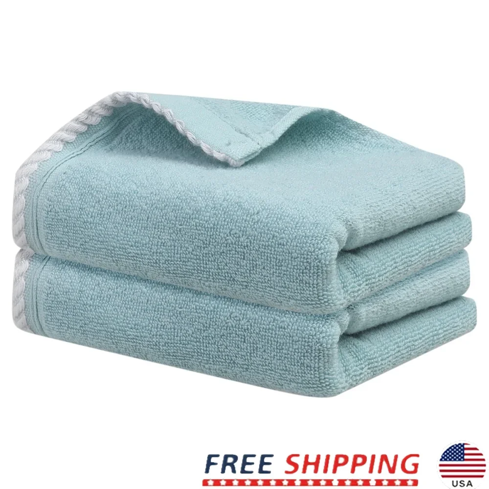 

Cotton Hand Towels Set Soft Low Lint Quick Drying Durable Bath Towels Multiuse Home Spa 2 Pcs