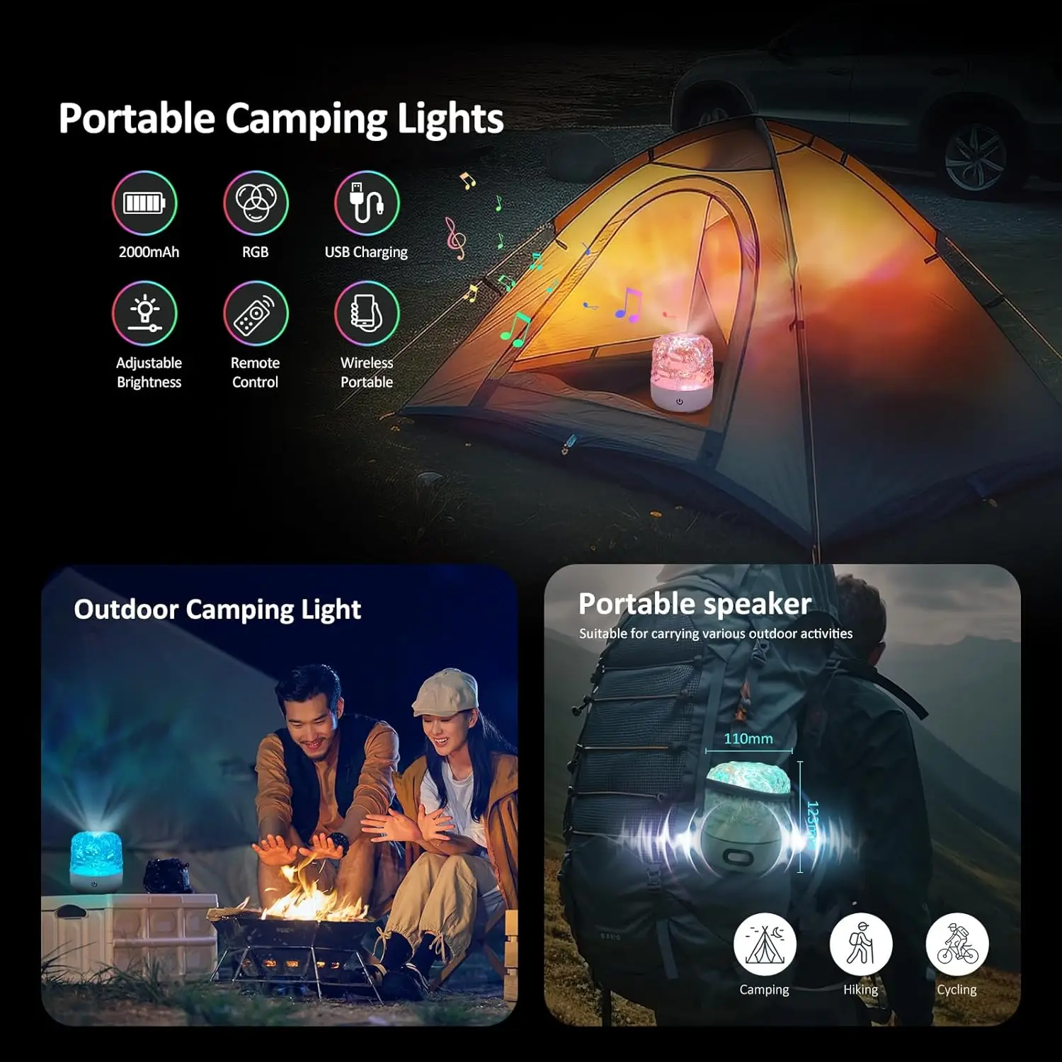 Water Ripple Projector Crystal Lamp with Bluetooth Speaker Led Night Light Bedroom Sunset Dynamic Projector Room Atmosphere Lamp