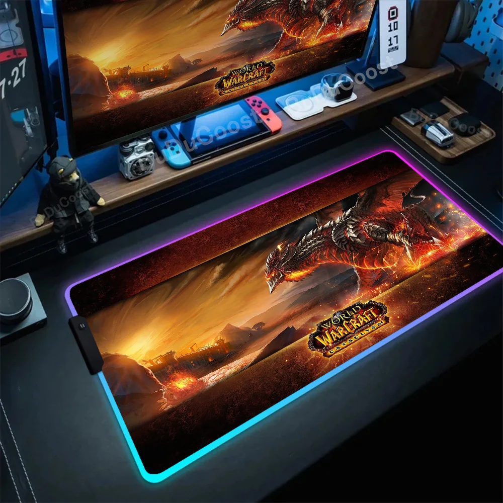 Imagem -03 - Rgb Mouse Pad Game World de Warcraft Almofada de Mesa Grande Acessórios de Computador Xxl Teclado Antiderrapante Retroiluminação Led Deskmat