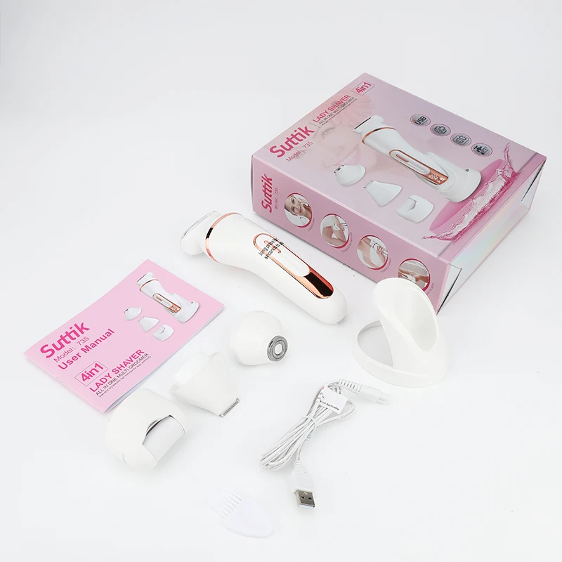 Four in One Women's Electric Private Parts Shaver Multifunctional Household Foot Grinder Waterproof Shaver Razor Set Epilators