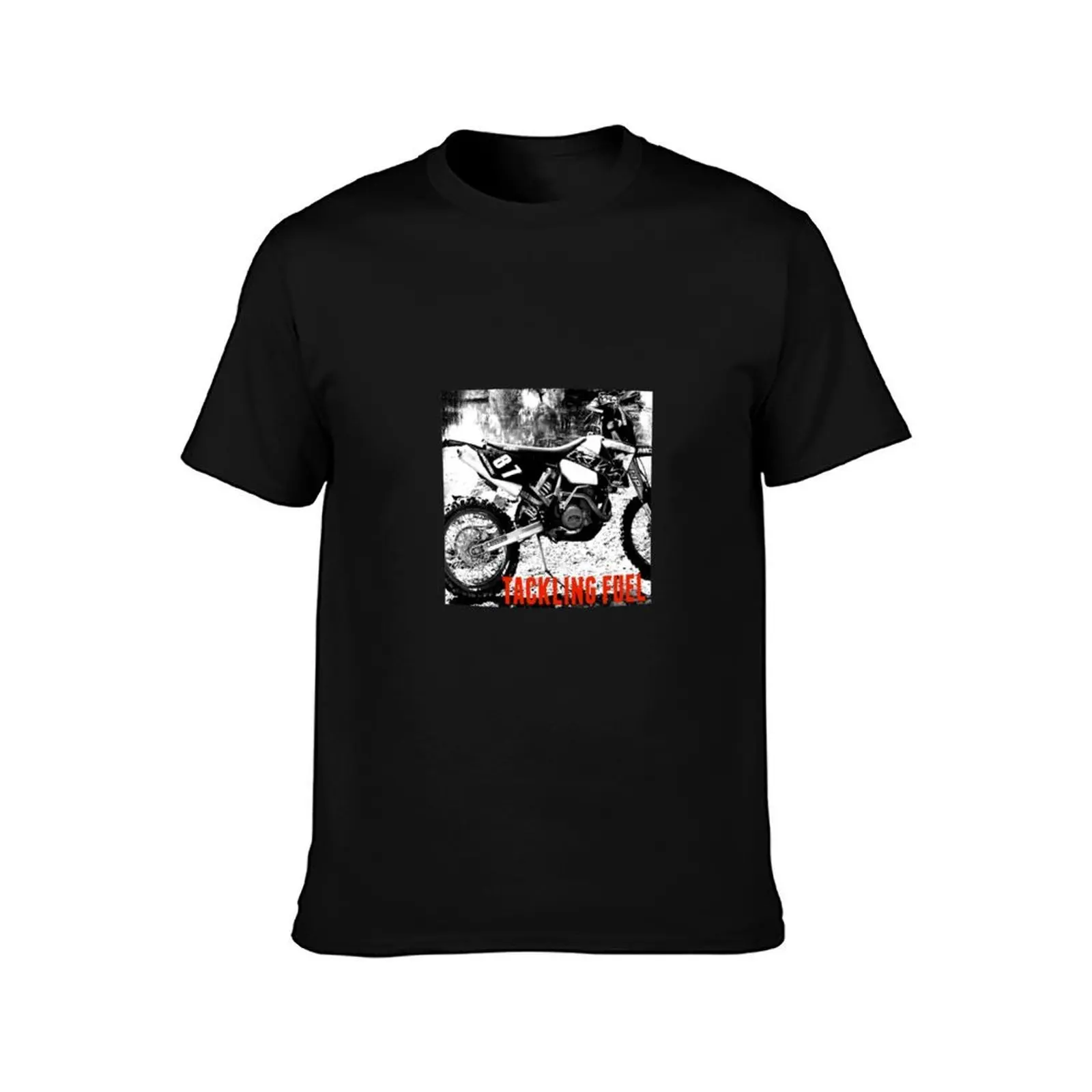 TACKLING FUEL MOTO T-Shirt, Summer Casual Cotton Tee, Oversized Streetwear Tops, Vintage Graphic Print, Loose Fit Short Sleeve