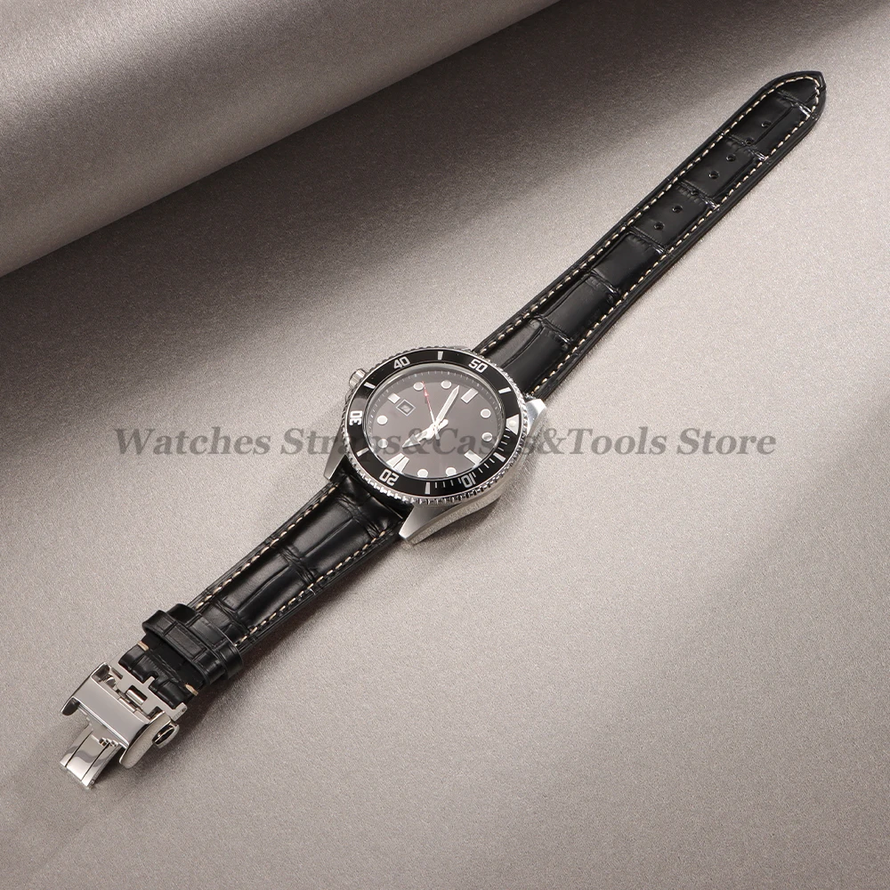 18mm 19mm 20mm 21mm 22mm Rindsleder Uhrenarmband für Longines Uhrenarmband Universal Butterfly Verschluss Armband Ersatz – Detail 8