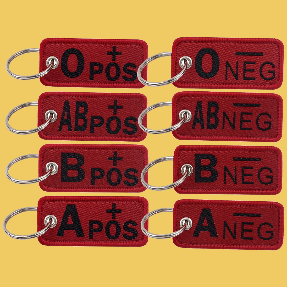 Tipo de sangue chave bordada fobs a b ab o etiquetas chave chaveiro de primeiros socorros para carro motocicletas porta-chaves chaveiro jóias médicas