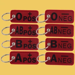 Blood Type Embroidered Key Fobs A B AB O Key Tags First Aid Keychain for Car Motorcycles Key Holder Chaveiro Medical Jewelry