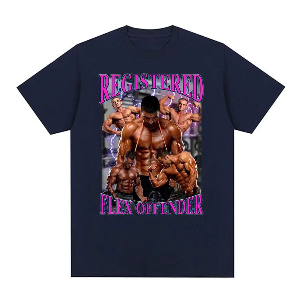 Customization Registered Flex Offender Funny Gym T Shirt For Men Hip Hop Retro Oversized T Shirts Man Cotton Casual Loose Short