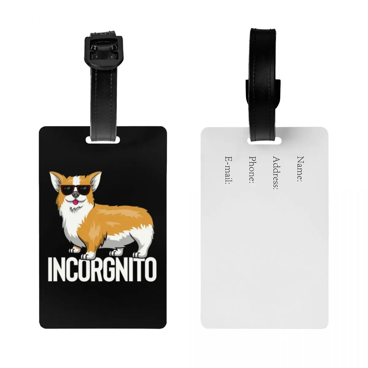 Dog Luggage Tag Custom Incognito Corgi Baggage Tags Privacy Cover Name ID Card