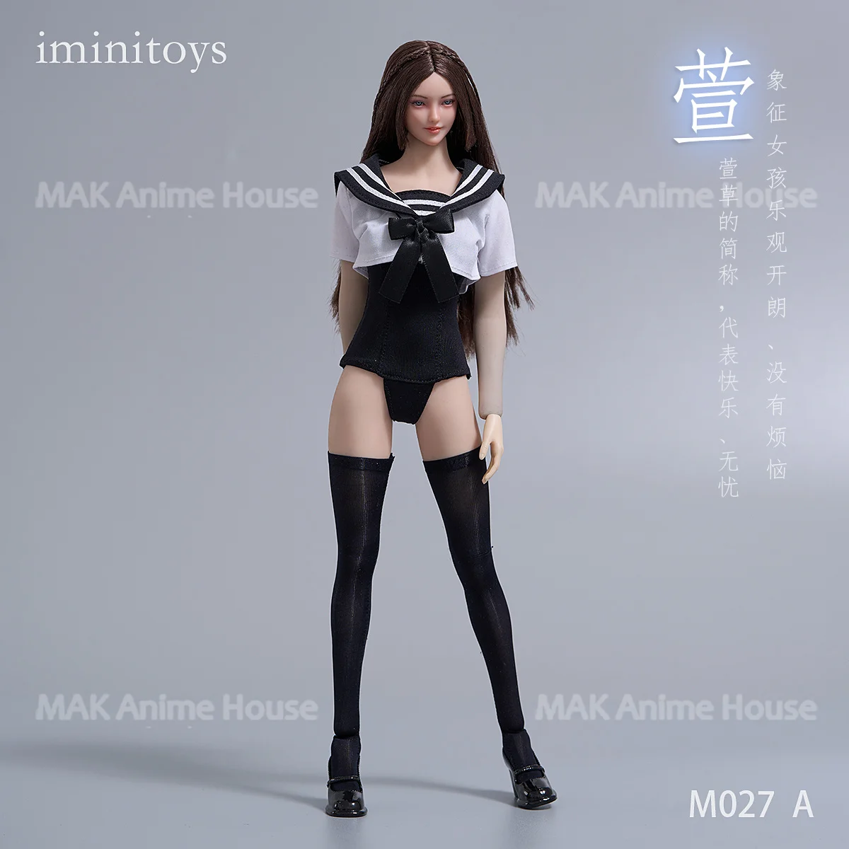 Iminitoys M027 1/6 Loli Girl Xuan tête sculptée yeux mobiles avec deux paires de globes oculaires pour corps de figurine de soldat féminin de 12 pouces