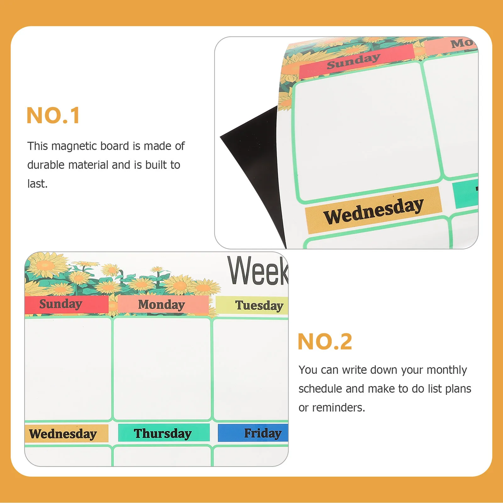 مجموعة السبورة البيضاء المغناطيسية الممتازة، تقويم المسح الجاف للثلاجة القوية للتخطيط الشهري للقيام بقوائم تذكير عائلية للمطبخ #5