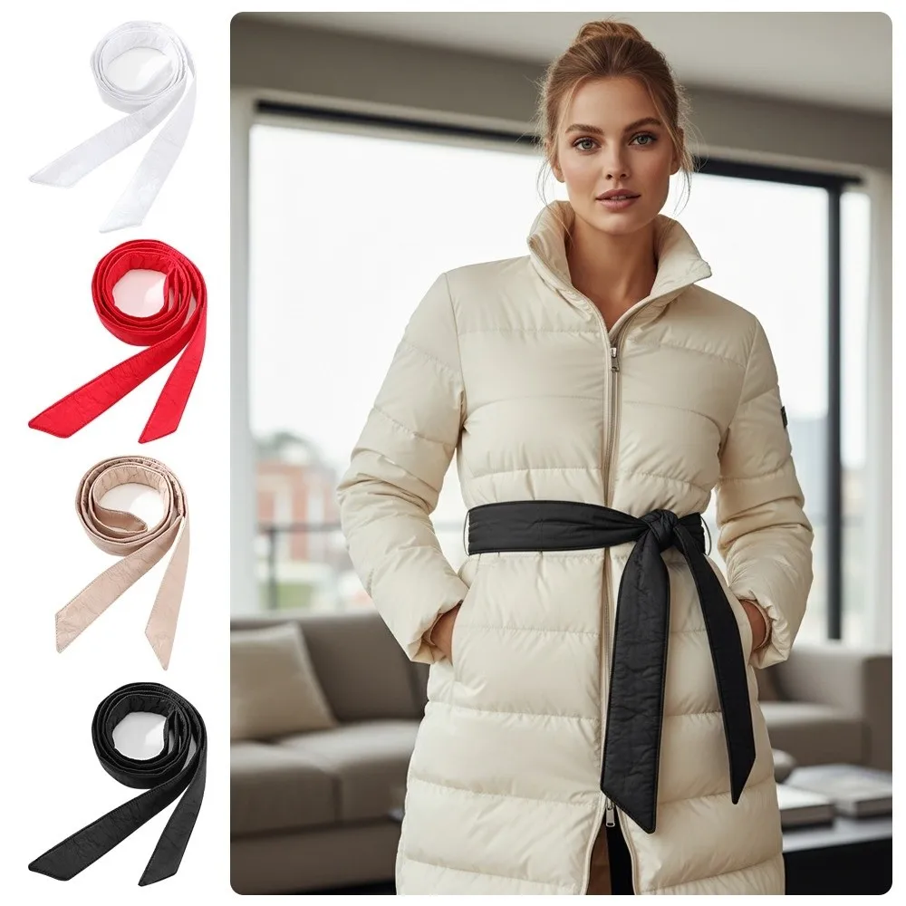Casual Versatile Overcoat Waist Belt 180cm Length Solid Color Down Coat Belt 4cm Width No Buckle Down Jacket Waistband for Women
