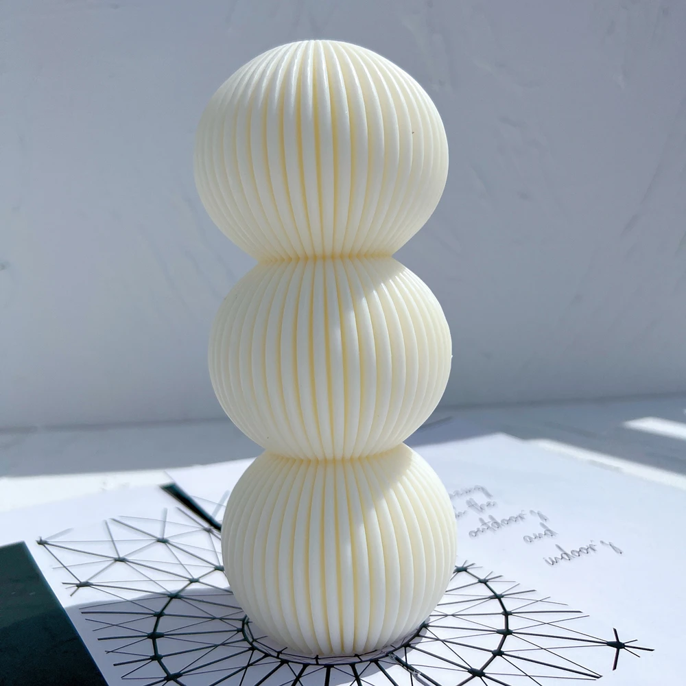 Imagem -05 - Round Ribbed Pillar Candle Moldes Ball Taper Molde de Silicone Espiral Abstrato Geométrico Decorativo Ondulado Cera de Soja Natal