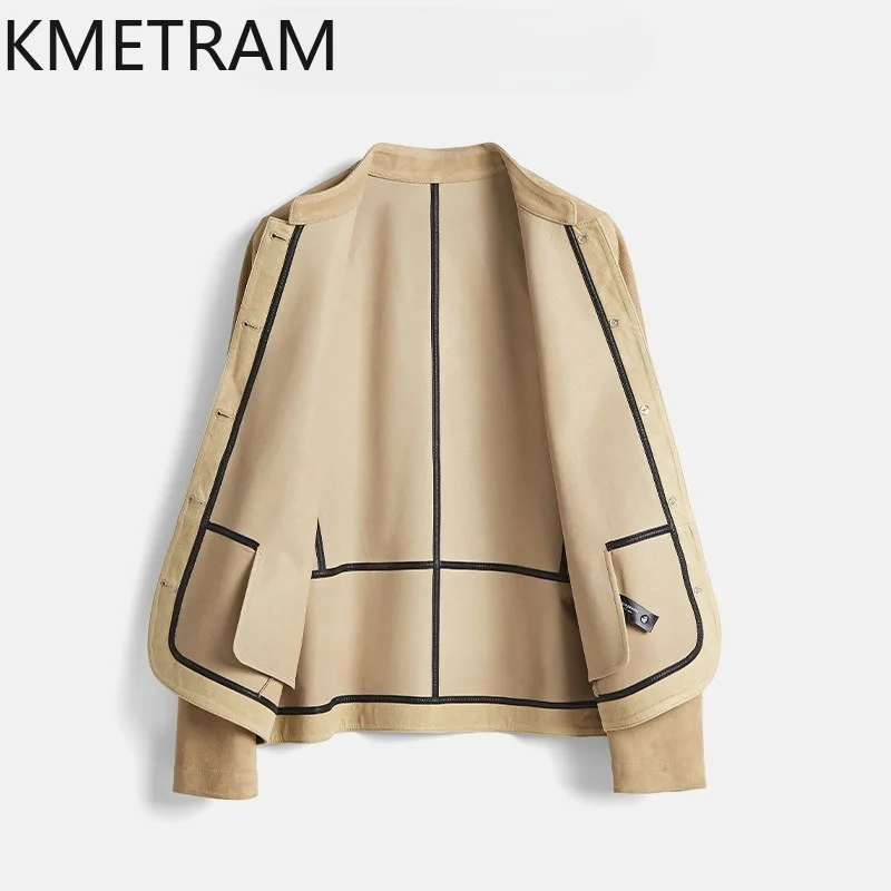 ETRAM High Quality Crossbreed Sheep Suede Genuine Leather Jacket Woman Vintage Leather Coat Short Coats Casual Outerwear 자켓 2026
